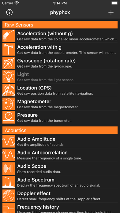 phyphox screenshot 1