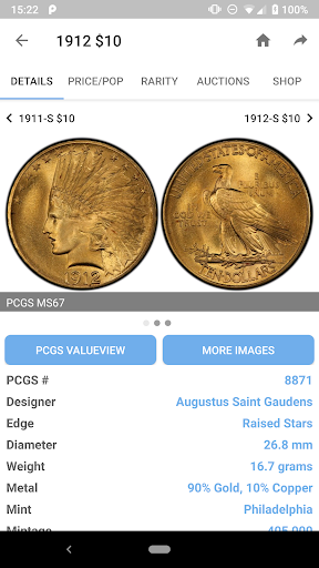 PCGS CoinFacts - U.S. Coin Val screenshot 1