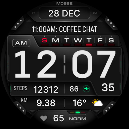 MD332 Digital watch face screenshot 15