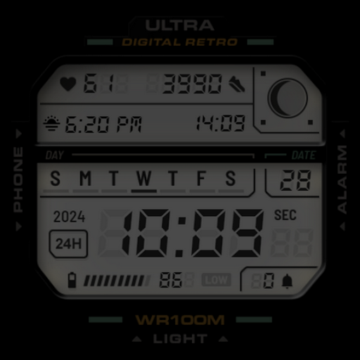 ULTRA Digital Retro watch face screenshot 8