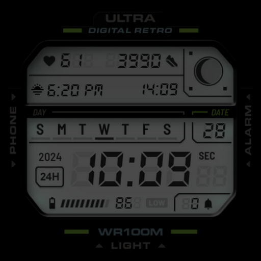 ULTRA Digital Retro watch face screenshot 12