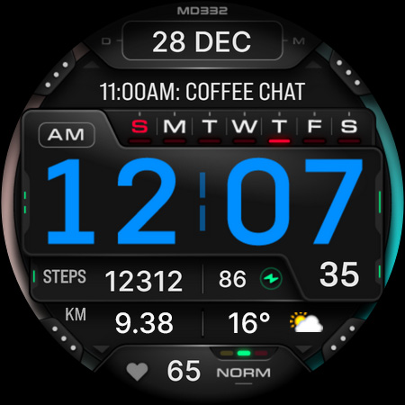 MD332 Digital watch face screenshot 13