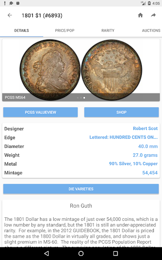 PCGS CoinFacts - U.S. Coin Val screenshot 8
