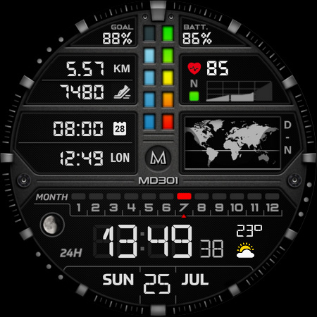 MD301 Hybrid watch face screenshot 3